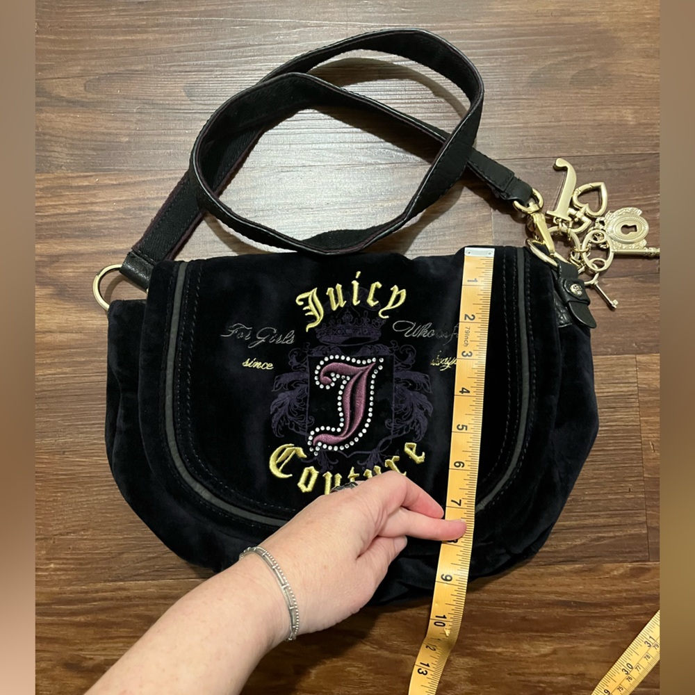 Vintage Juicy Couture Black Velvet Satchel/ Shoulder Bag - Picture 3 of 15